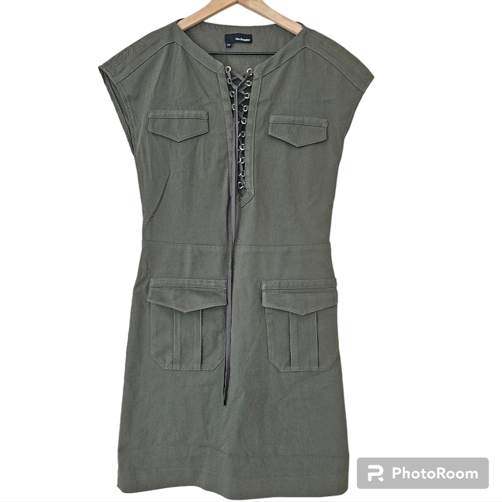 The Kooples army green front tie cargo dress size 38